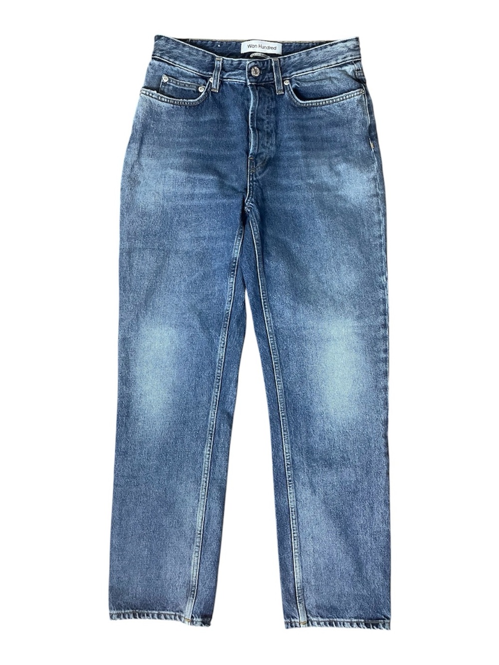 Won Hundred Billy Vintage Bleach Blue Jeans Womens 30/32 Straight Leg Made Italy